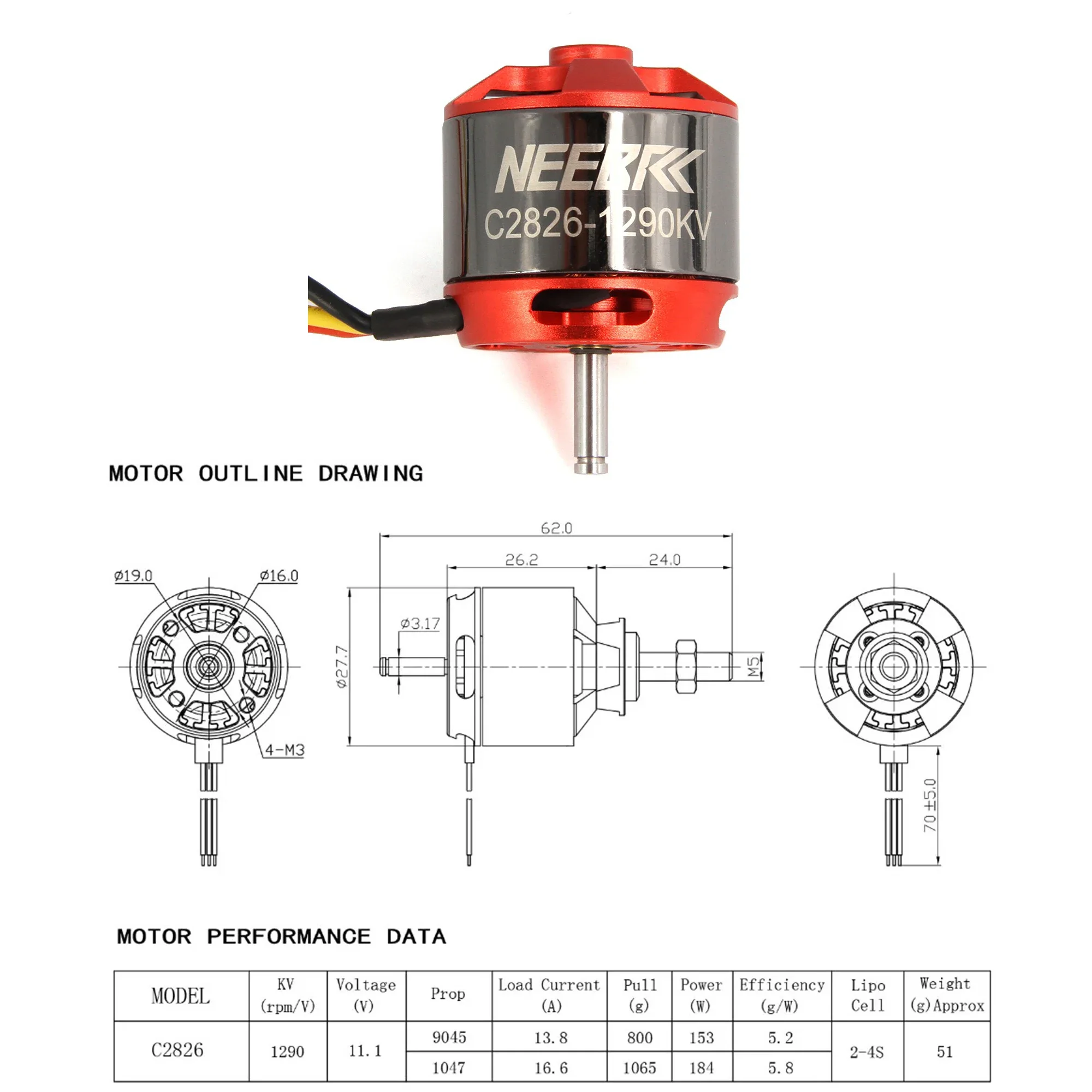NEEBRC 2826 1290KV 2-4S Outrun - Rc Plane Hobby Zone recensione e prezzo